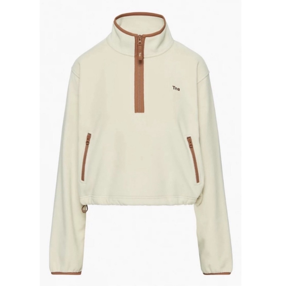 Aritzia Tna Sno Polar 1/4 Zip Pullover Fleece Cream Brown Size Small